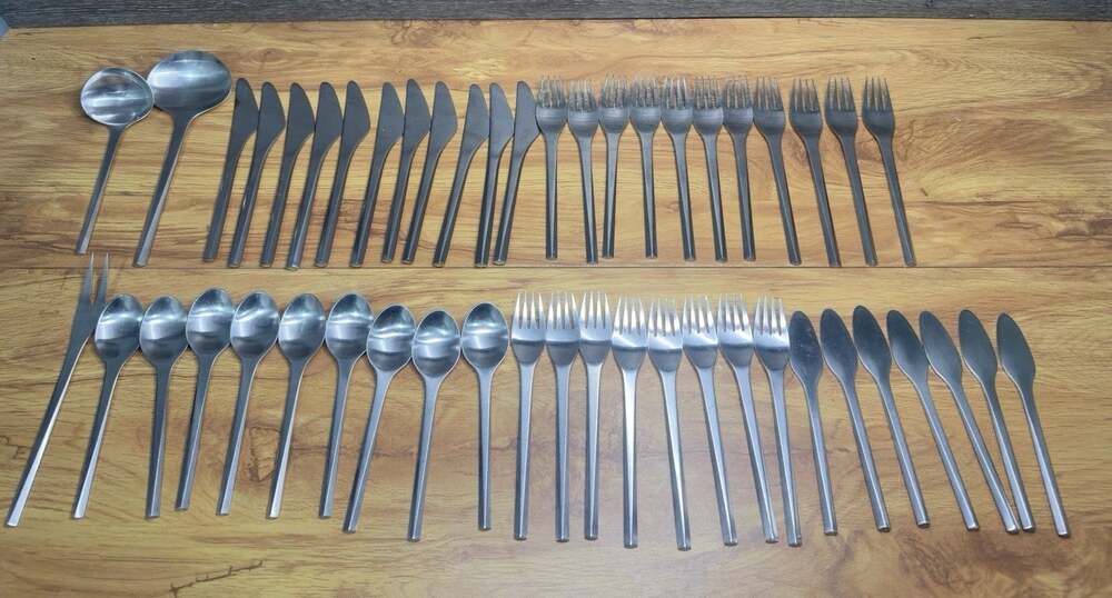 Georg Jensen Prism Stainless Flatware Denmark 49 Pieces Lot